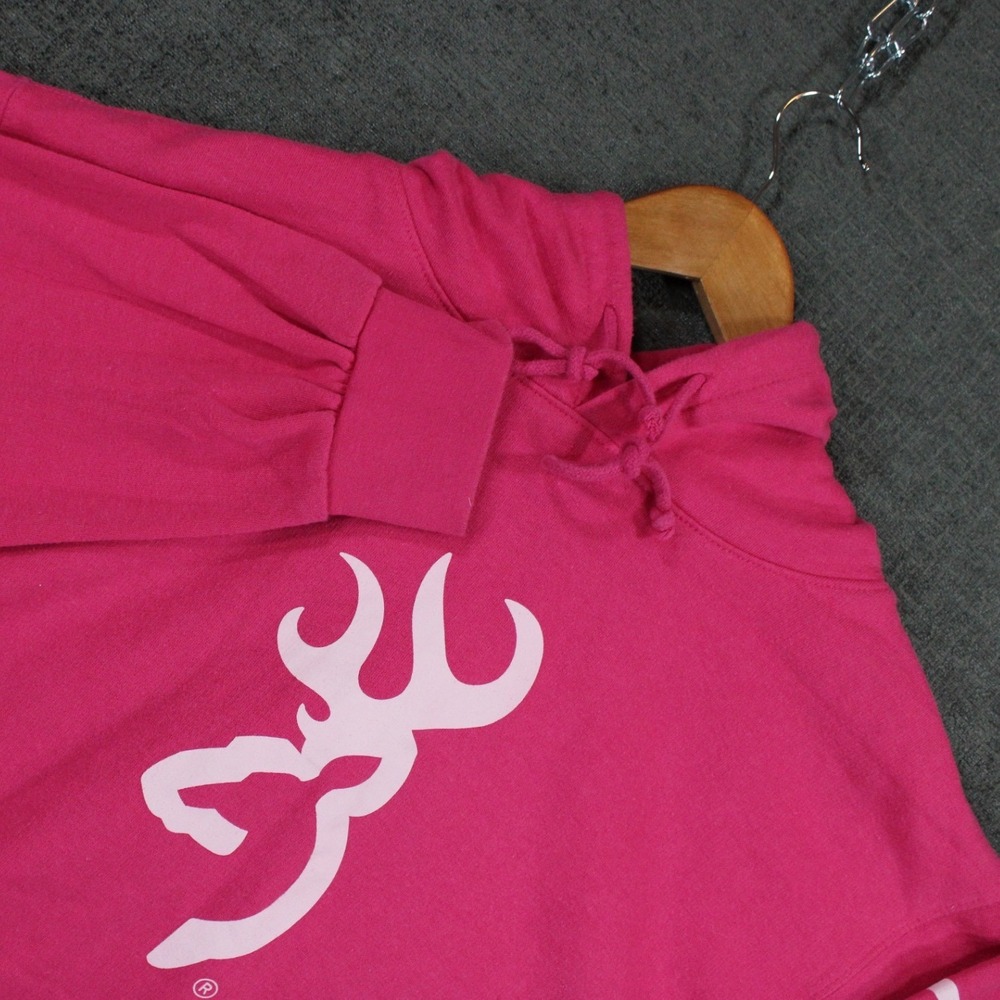 Browning Pink Buckmark Logo Pullover Hoodie Sweatshirt XL Womens Mens